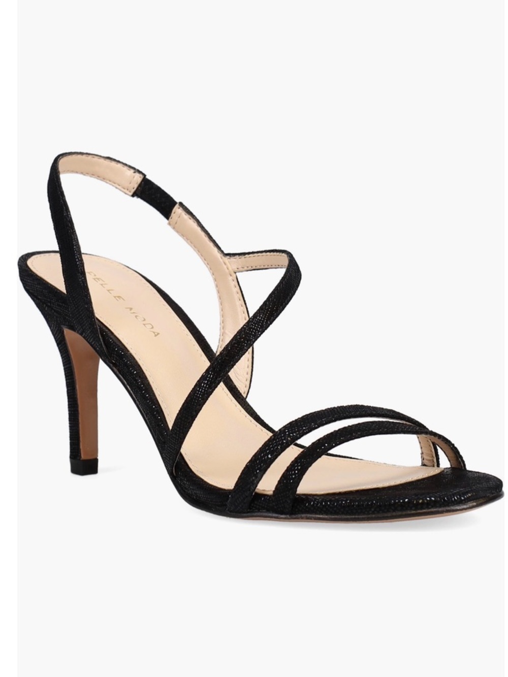PELLE MOD Rooni Slingback Sandal Black Strappy High-Heel Slingbacks ( Women) : 7